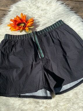 Free People Black Polka Dot Sleep Shorts with Striped Waistband